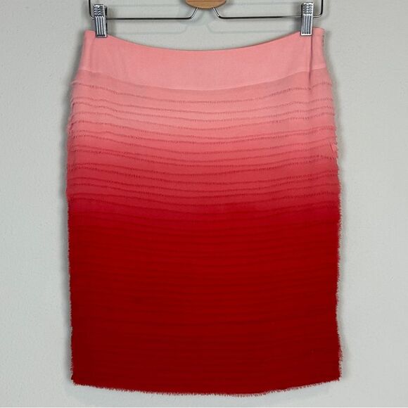 Lafayette 148 New York Ombré Chiffon Silk Pink Red Pencil Skirt 4 - Picture 1 of 8